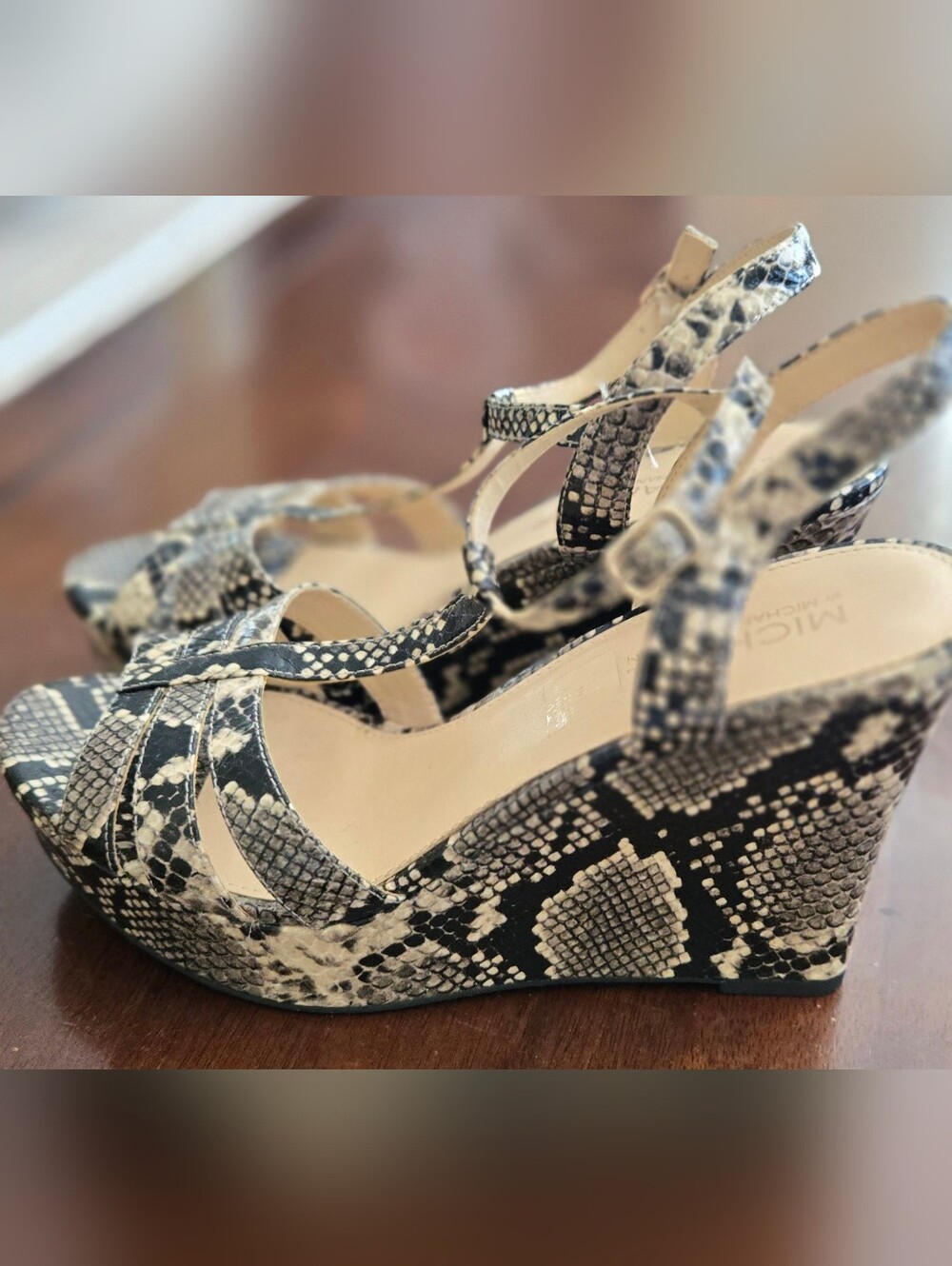 Michael By Michael Shannon Snake-Print Wedge Sandals